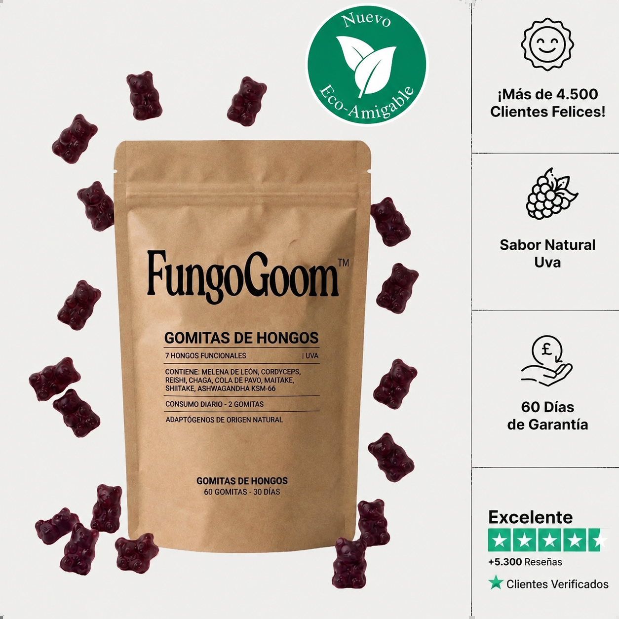 FungoGoom™ Gomitas de hongos funcionales