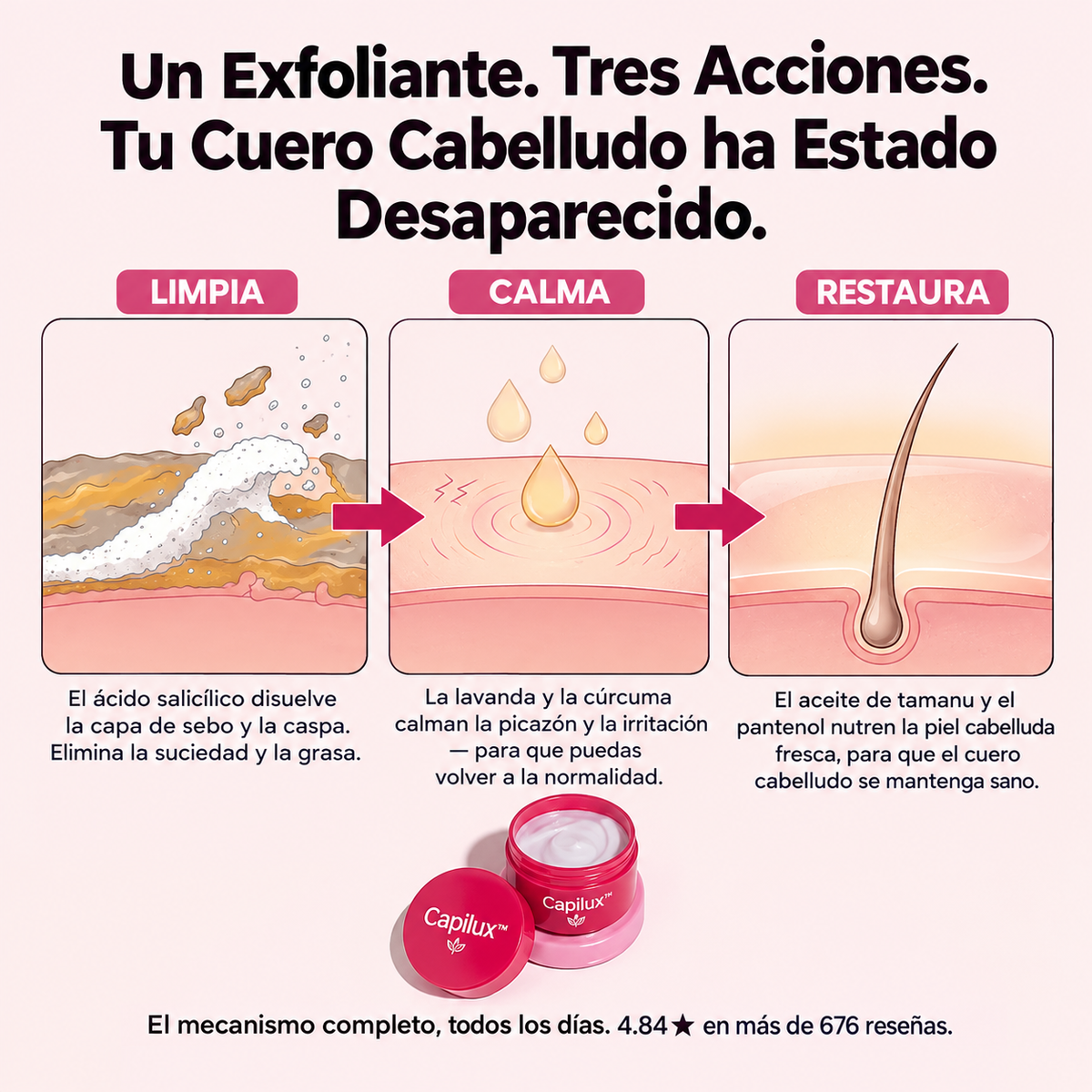 Capilux™ — Exfoliante para un Cuero Cabelludo Limpio y Calmado