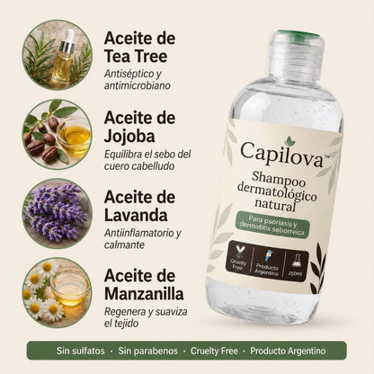 Capilova™ | Champú para la Caspa, Psoriasis Capilar y Dermatitis Seborreica