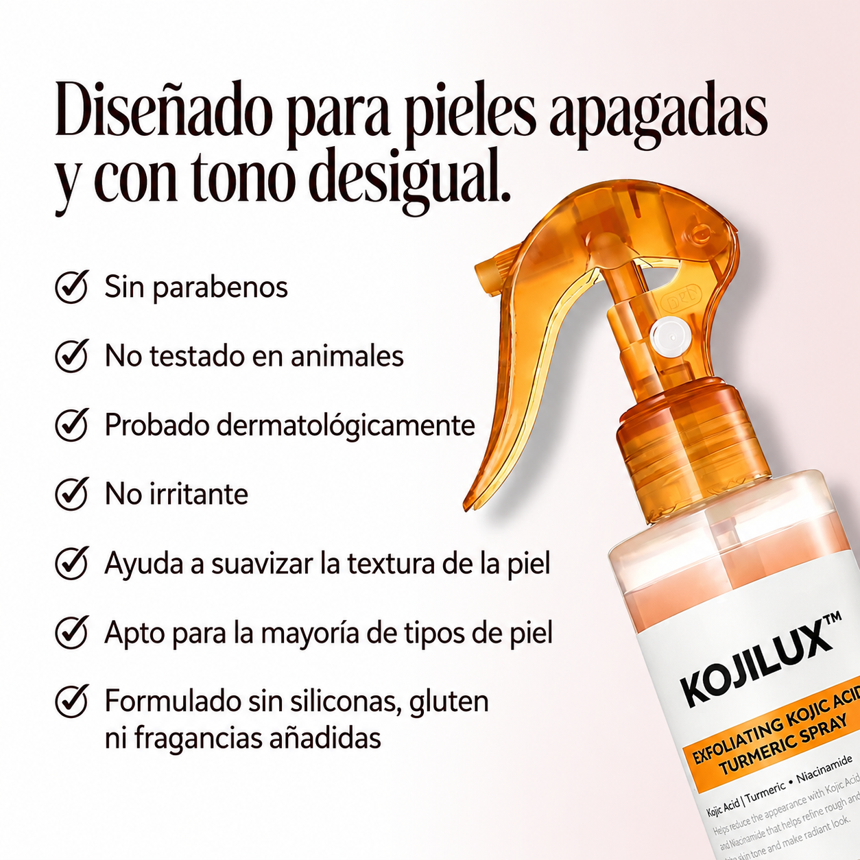 Kojilux™ – Spray Exfoliante con Ácido Kójico 99% – Elimina Manchas y Zonas Oscuras