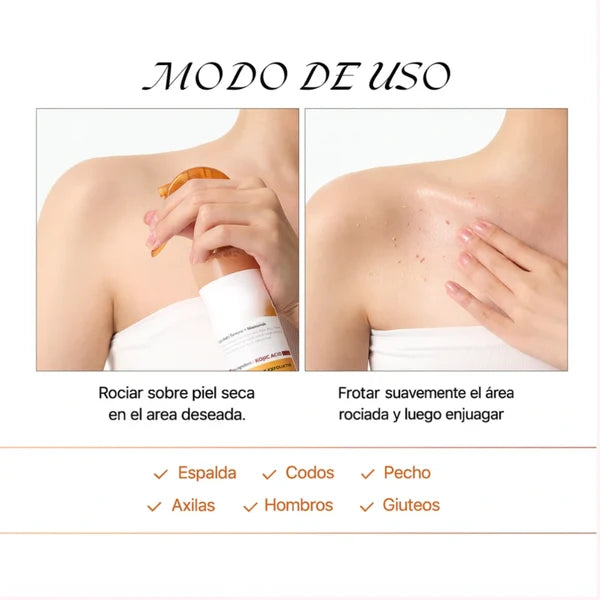Kojilux™ – Spray Exfoliante con Ácido Kójico 99% – Elimina Manchas y Zonas Oscuras